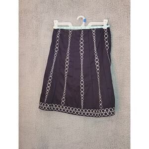NWT Ann Taylor Skirt Lined Zip Silver Embroidered 4